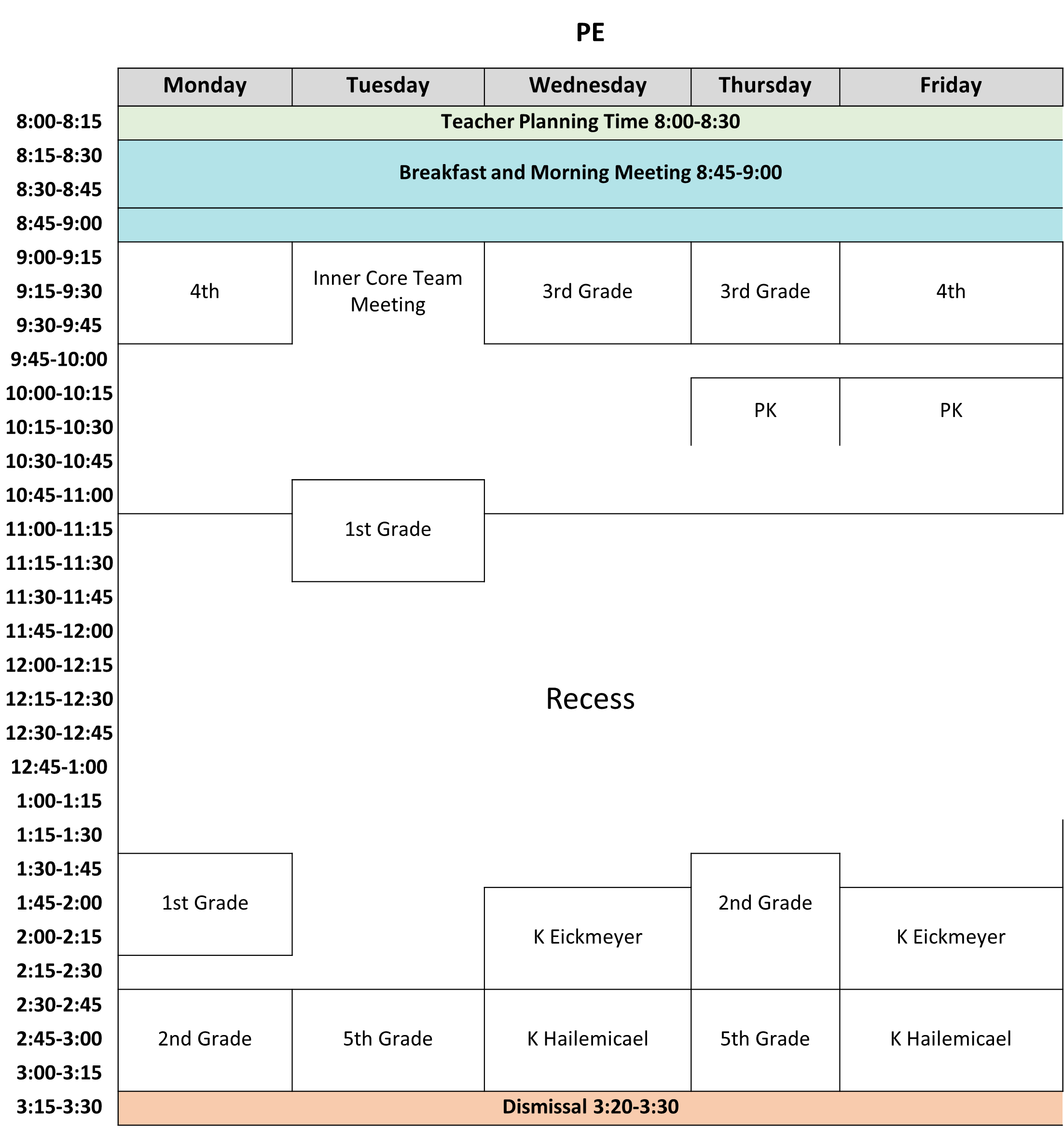 PESchedule